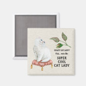 Super Coole Katze Lady Angesagt Typografie Persisc Magnet (Vorderseite/Rückseite)