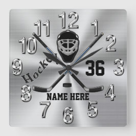 Super Coole PERSONALISIERTE Hockey-Uhr für Jungen Quadratische Wanduhr