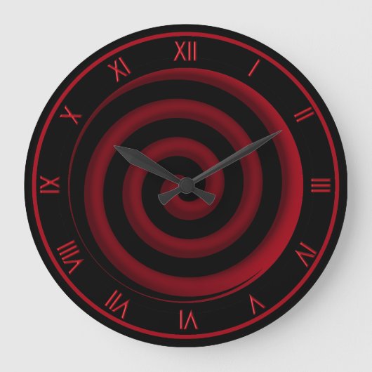 Super Coole Schwarz-Rot-Spiralwand-Uhr Große Wanduhr (Vorderseite)