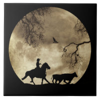 Super Cooler Cowboy und Lenker im Vollmond
