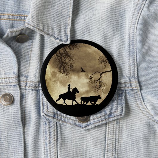 Super cooler Cowboy und Pferd in Vollmond Button (Beispiel)