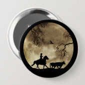 Super cooler Cowboy und Pferd in Vollmond Button (Vorne & Hinten)
