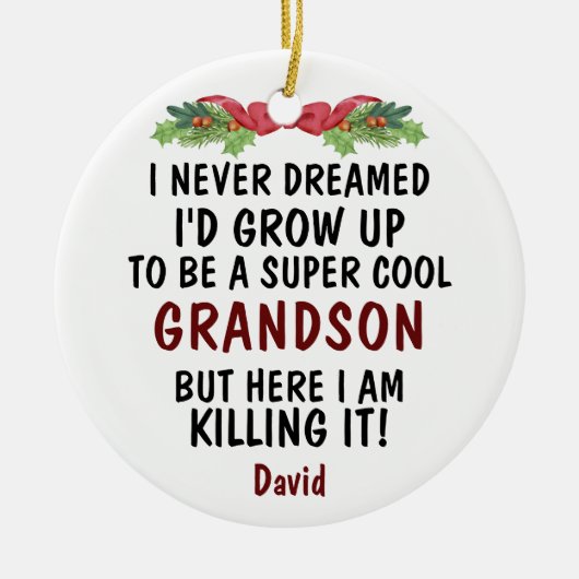 Super Cooler Grandson Killing It & Custom Foto Keramik Ornament (Vorne)