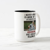 Super Cooler Grandson tötet es mit Custom 2 Foto Zweifarbige Tasse (VorderseiteRechts)