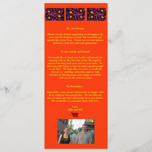 Super-Cooles Hochzeitsprogramm Programm (Rückseite)