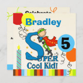 Super Cooles Kind individuelle Geburtstagseinladun Einladung (Vorne/Hinten)