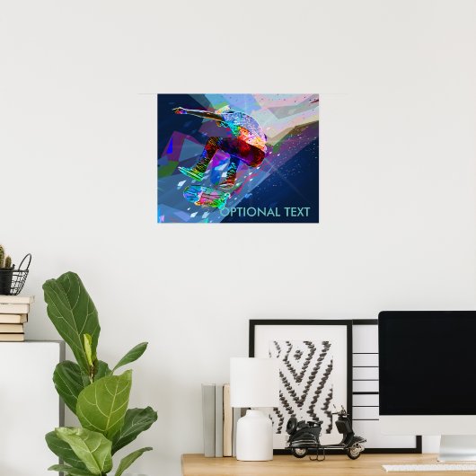 Super Crayon Colored Silhouette Skateboarder Poster (Heimbüro)