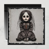 Super Creepy Doll Halloween Einladung (Vorne/Hinten)