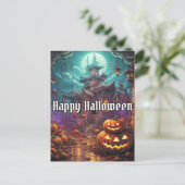 Super Creepy Happy Halloween Spuk House Postkarte (Stehend Vorderseite)