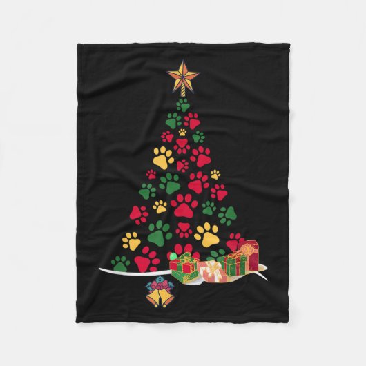 Super Cute Dog Paws Print Christmas Tree  Fleecedecke (Vorderseite)