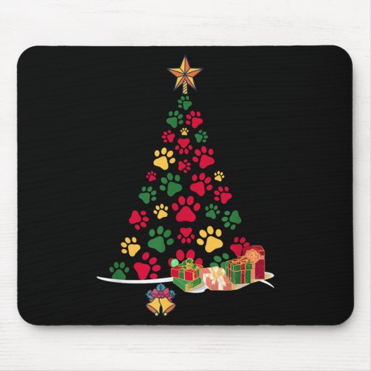 Super Cute Dog Paws Print Christmas Tree  Mousepad (Vorne)