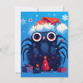 Super Cute Jumping Spider Cartoon Christmas Cards Feiertagskarte