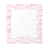 Super Cute Pink Coquette Bow Personalized Name Notizblock (Vorderseite)