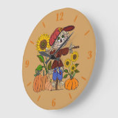 Super Cute Scarecrow Large Round Wall Art Clock  Große Wanduhr (Winkel)