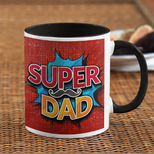 Super-Dad-Schnurrbart-Comic-Grunge-Vatertagsgesche Tasse