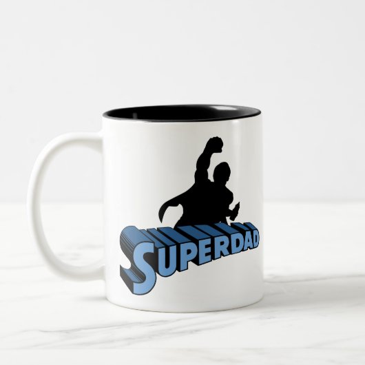 Super Dad. Super Papa. Súper Papá Zweifarbige Tasse (Links)