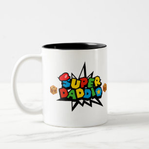 Super Daddio Funny Gamer Superhero Vater T - Shirt Zweifarbige Tasse