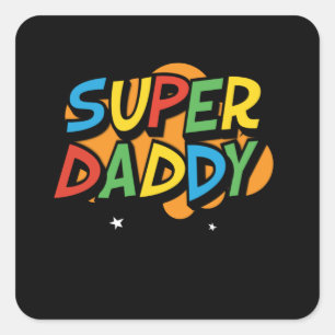 Super Daddy Gamer Vathers Day Geschenk Quadratischer Aufkleber