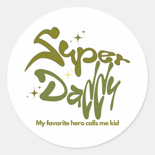 Super-Daddy-Held für Kinder Runder Aufkleber (Vorderseite)