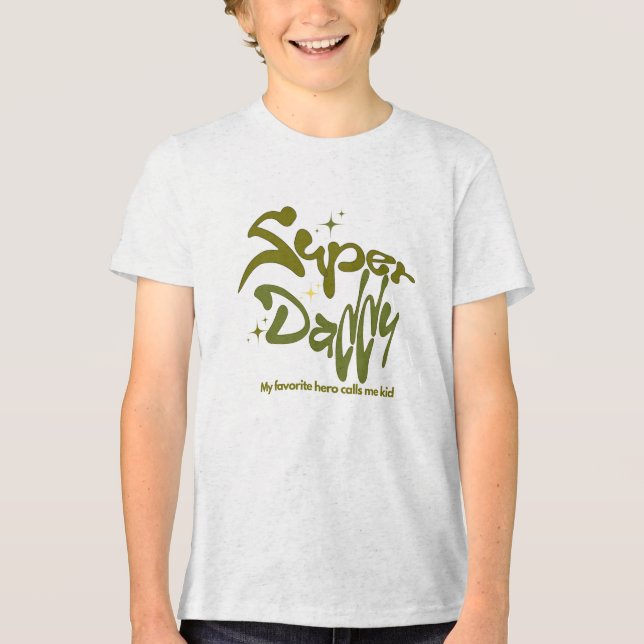 Super-Daddy-Held für Kinder Tri-Blend Shirt (Vorderseite)