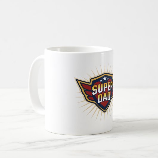 Super-Daddy-Held-Schild-Flügel Beste Vater Vaterta Kaffeetasse (Vorderseite Links)