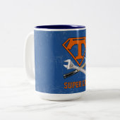 Super-Daddy-Held Zweifarbige Tasse (Vorderseite Links)