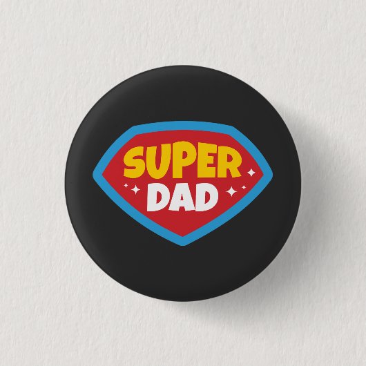 Super-Daddy Retro-Superhelden-Abzeichen Button (Vorderseite)