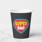 Super-Daddy Retro-Superhelden-Abzeichen Pappbecher (Rückseite)