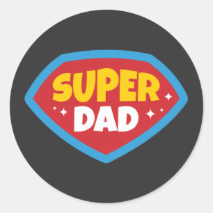 Super-Daddy Retro-Superhelden-Abzeichen Runder Aufkleber