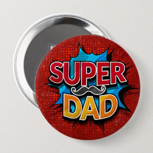 Super-Daddy-Schnurrbart-Comic-Book-Grunge Button