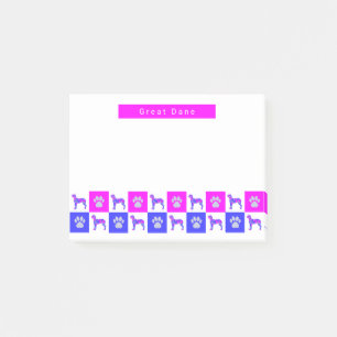 Super Dane Hund & Paw Hot Pink & Blue Post-it Klebezettel