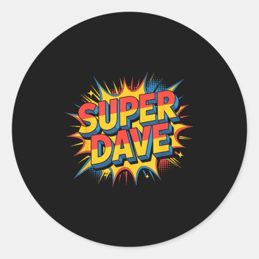 Super Dave Funny Name Daves Runder Aufkleber (Vorderseite)