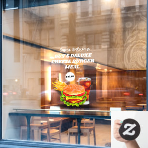 Super Delicious Burger Mahlzeit Benutzerdefinierte Fensteraufkleber