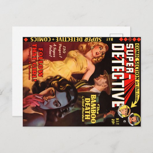 Super Detective #2 Mai 1950 | Coole Noir Art Postkarte (Vorne/Hinten)