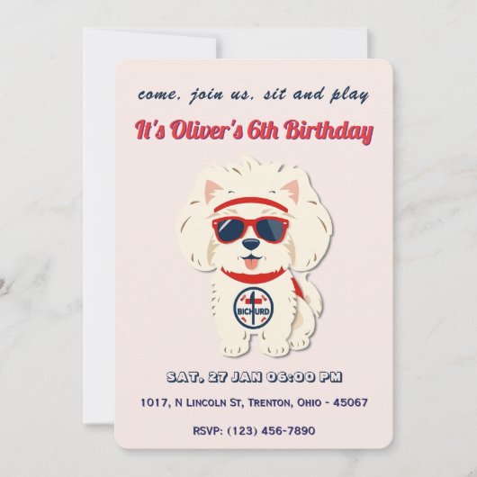 Super Dog Birthday Personalisiert Einladung (Vorderseite)
