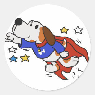 Super dog Cartoon Hintergrundfarbe auswählen Runder Aufkleber