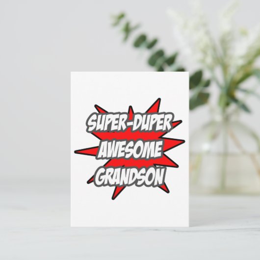 Super Duper Phantastisch Grandson Postkarte (Stehend Vorderseite)