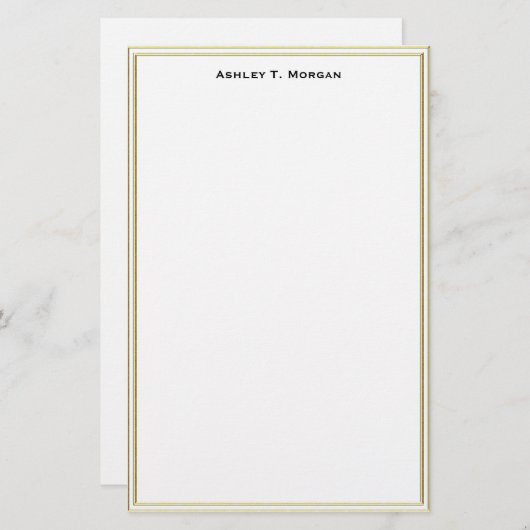 Super Einfachheit Doppelgoldrahmen mit Personalisi Briefpapier (Vorne/Hinten)
