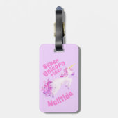 Super Einhornreiter Rosa Einhorn Kinder Namensschi Gepäckanhänger (Rückseite vertikal)