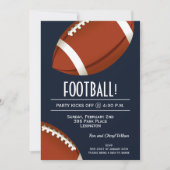Super Fan Football Game Navy Blue Party Einladung (Vorderseite)