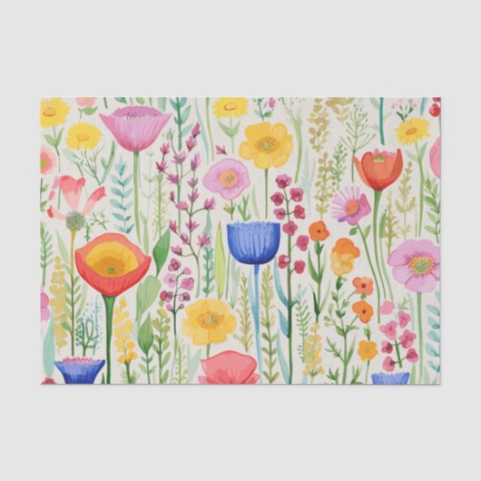 Super farbenfrohe Frühlingsblumen Seidenpapier (Vorderseite)