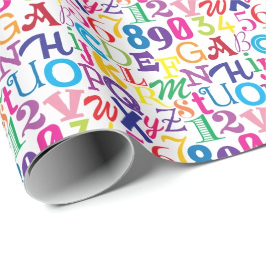 Super farbige ABCs und 123 Geschenkpapier (Rolleneckpunkt)