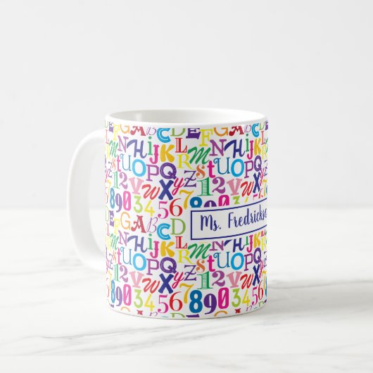 Super farbige ABCs und 123 Kaffeetasse (Vorderseite Links)