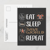 Super Firefighter rette die Welt. Witziges Sprichw Postkarte (Vorne/Hinten)