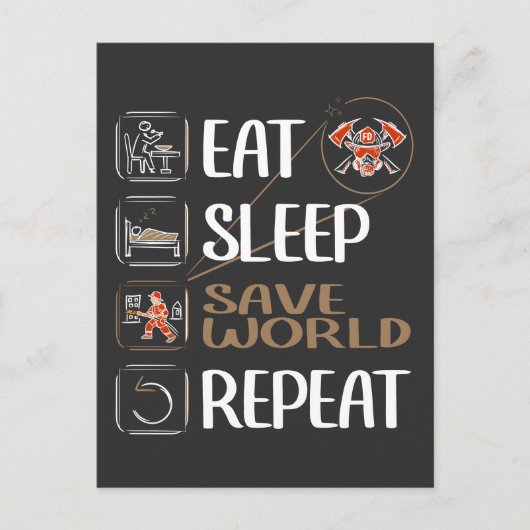 Super Firefighter rette die Welt. Witziges Sprichw Postkarte (Vorderseite)