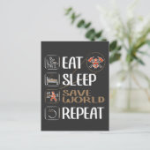 Super Firefighter rette die Welt. Witziges Sprichw Postkarte (Stehend Vorderseite)