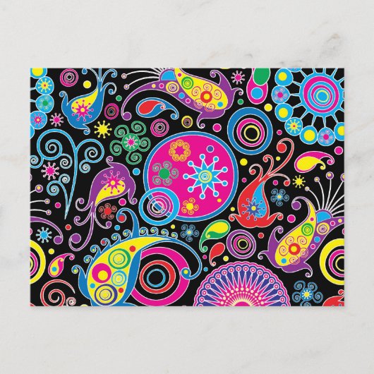 Super flippiges Paisley-Muster Postkarte (Vorderseite)