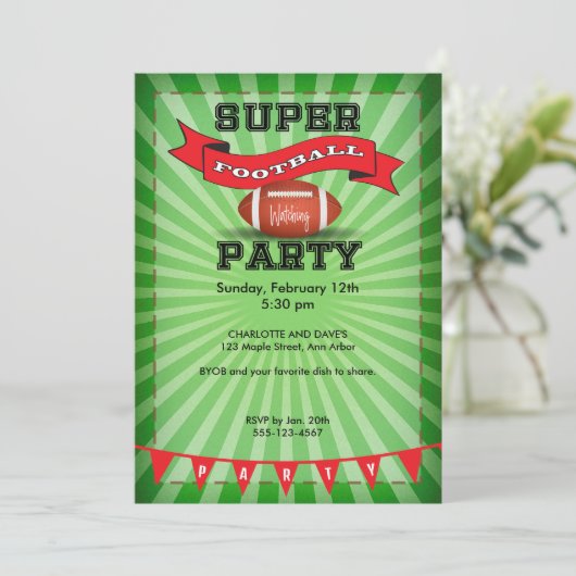 Super Football Big Game Watching Party Einladung (Stehend Vorderseite)
