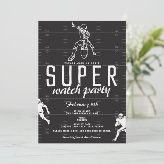 Super Football Game Day Sports Watch Partys Einladung (Stehend Vorderseite)