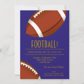 Super Football Game Lila und Gold Einladung (Vorderseite)